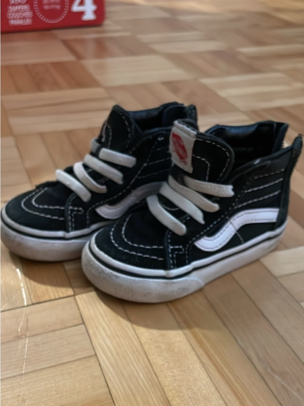 Vans Black and White High-Top Kids Sneakers